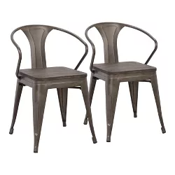 Set of 2 Waco Industrial Chairs Antique/Espresso - LumiSource