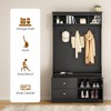 QingMoon 6-in-1 Storage Hall Tree with Bench and Shoe Cabinet, Anti-toppling Coat Rack with 7 Hooks, 2 Drawers and Adjustable Shelves for Entryway - 3 of 4