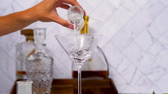 JoyJolt Olivia Crystal Martini Glasses - Set of 4 Tall Elegant Cocktail Glasses - 9.2 oz, 2 of 10, play video