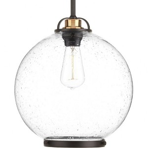 Progress Lighting Chronicle 1-Light Pendant, Antique Bronze, Seeded Glass Globe, Canopy Included, Dry Rated - 1 of 4