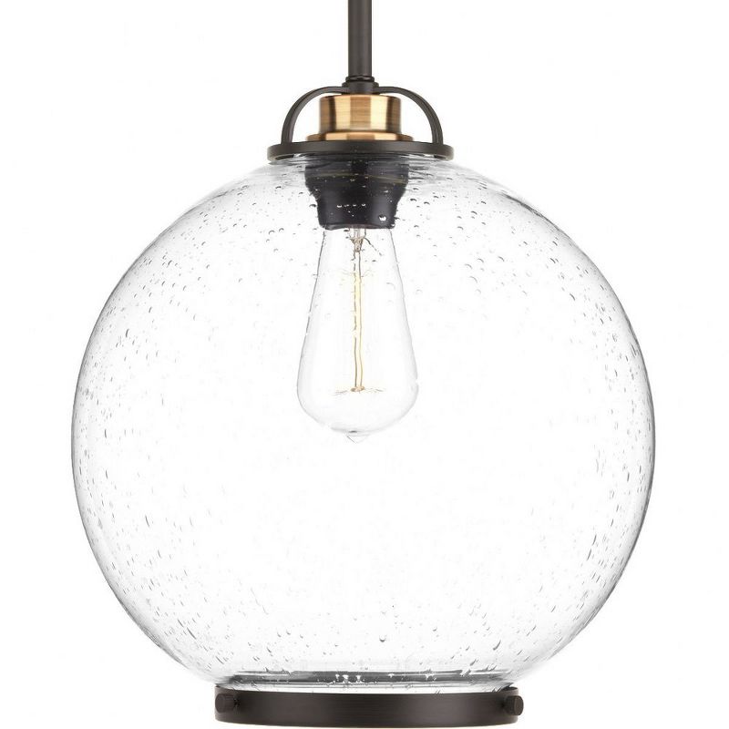 Progress Lighting Chronicle 1-Light Pendant, Antique Bronze, Seeded Glass Globe, Canopy Included, Dry Rated, 1 of 5