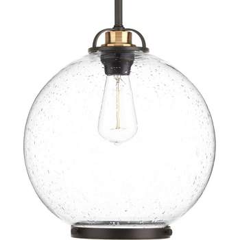 Progress Lighting Chronicle 1-Light Pendant, Antique Bronze, Seeded Glass Globe, Canopy Included, Dry Rated