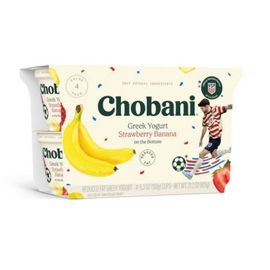 Chobani Strawberry Banana on the Bottom Low-Fat Greek Yogurt - 11g Protein 4ct/5.3oz Cups