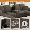 116.9"W U-Shaped Corduroy Sectional Sofa with Storage Ottomans, Cup Holders & USB Ports - ModernLuxe - 3 of 4