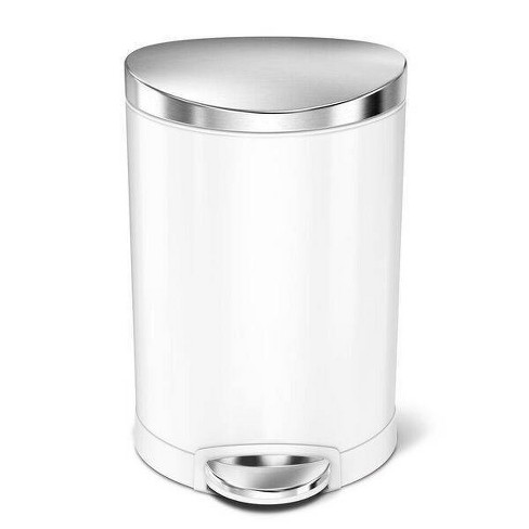 Simplehuman 6l Stainless Steel Semi-round Step Trash Can White : Target