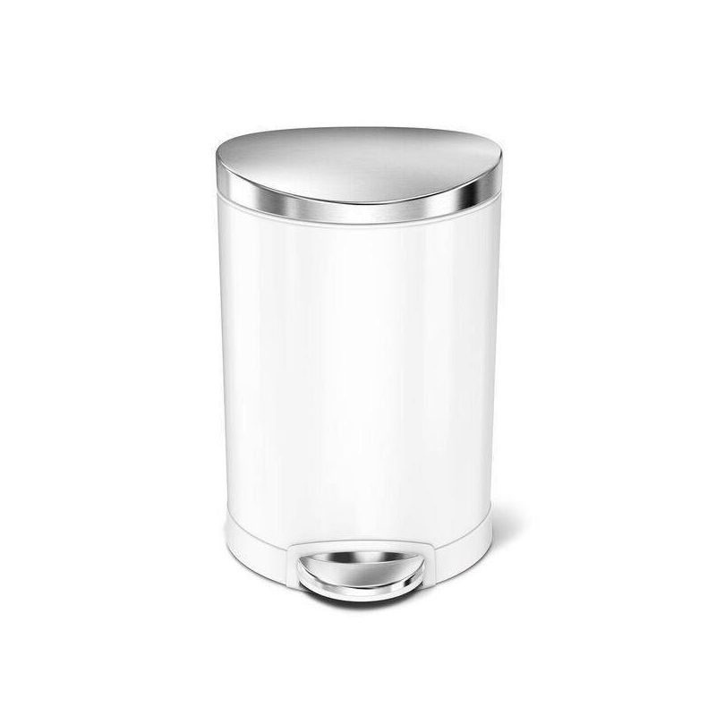 simplehuman 6L Stainless Steel Semi-Round Step Trash Can, 1 of 3