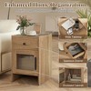 Resenkos Classic Bedside Cabinet - Drawer + Enclosed Cabinet Storage, Multifunctional Organizer Nightstand, Antique Brush White + Natural Brown - 2 of 4