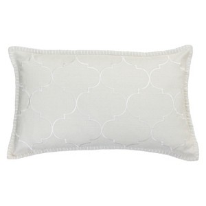 Ava Whipstitch Embroidered Oversize Lumbar Throw Pillow White - Decor Therapy