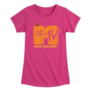 Girls' - MTV - Logo Jack O Lantern Fitted Short Sleeve Graphic T-Shirt - 1 of 3