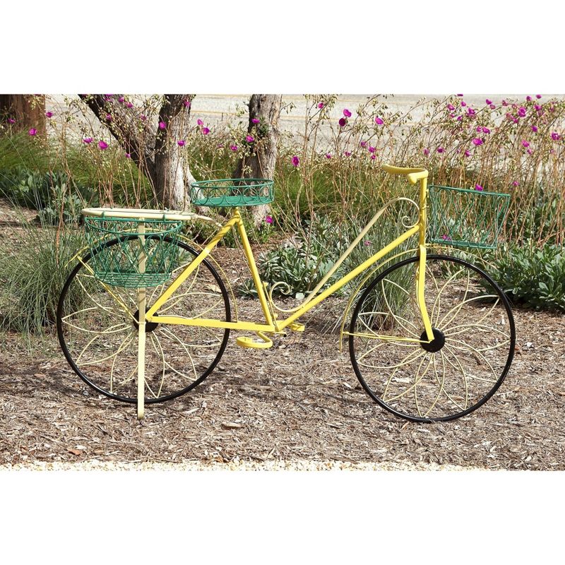 32&#34; Traditional Iron Novelty Bicycle Plant Stand Yellow - Olivia &#38; May, 3 of 6