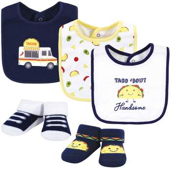 Hudson Baby Infant Boy Cotton Bib and Sock Set, Handsome Taco, One Size