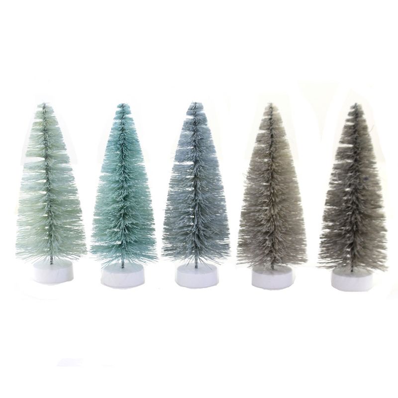 Cody Foster 5.25 In Rainbow Trees Winter Blue S/12 Bottle Brush Christmas Village Figurines, 3 of 4