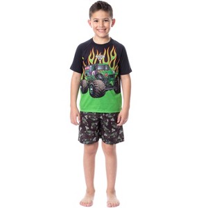 Monster Jam Boys' Grave Digger Truck Sleep Pajama Set Shorts Crewneck Multicolored - 1 of 4