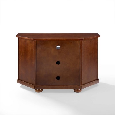 Vintage Mahogany Corner TV Stand with Glass Doors