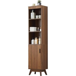 Dcolora  68" Tall Bathroom Storage Cabinet,Narrow Fluted Tower Cabinet with Door and Shelves - 1 of 4