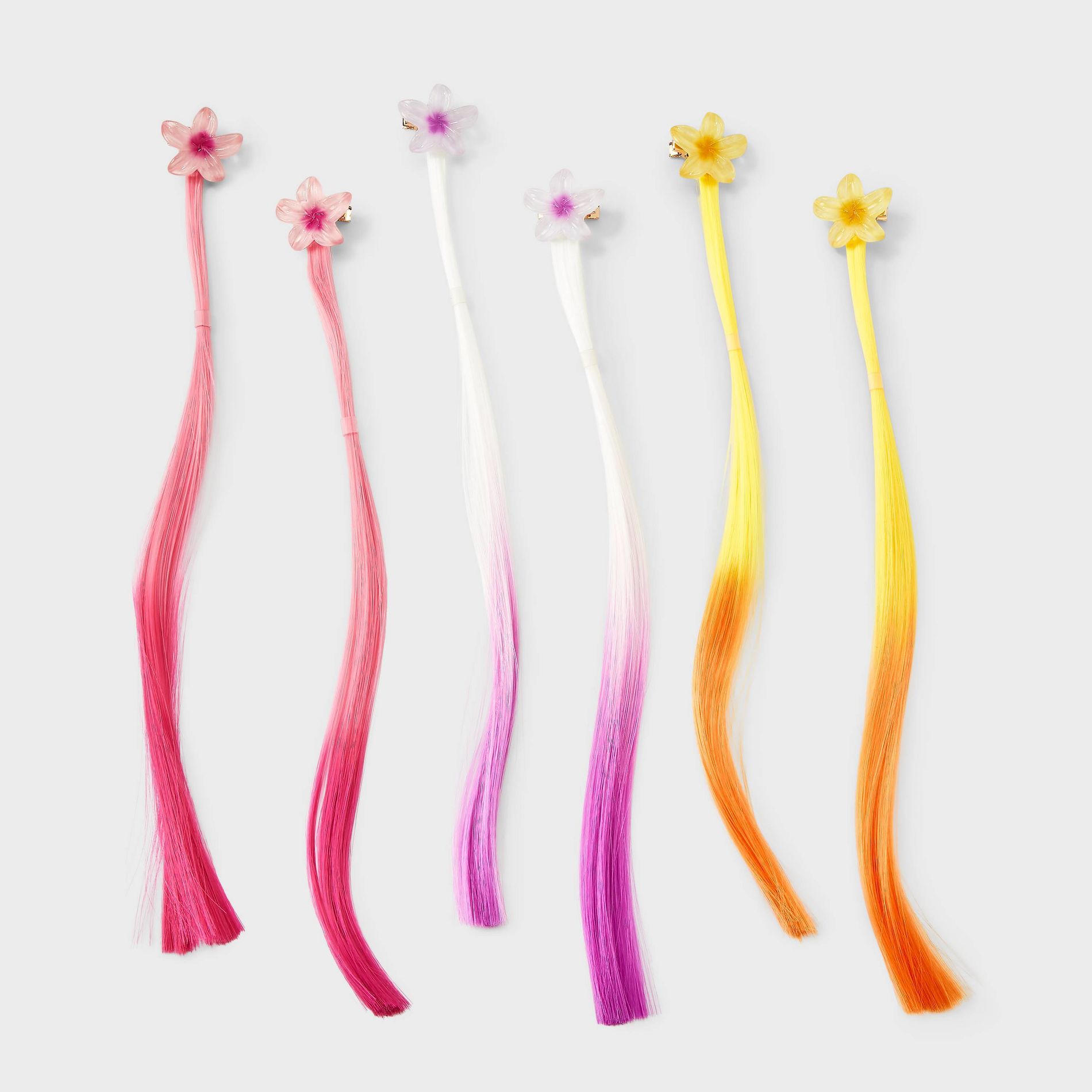 Girls' 6pk Tropical Flower Faux Hair Clip Set - Cat & Jack™
