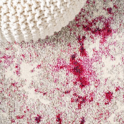 Maroon and Gray Abstract 4' x 6' Synthetic Area Rug