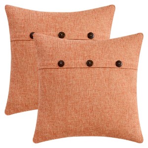 REGALWOVEN Solid Triple Button Decorative Throw Pillow Covers for Sofa Couch Bed 18 x 18 Inch 2 Pcs - 1 of 4