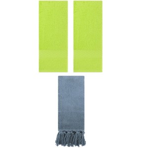 REGALWOVEN 3 Packs Solid Textured and Tassels Soft Absorbent Decorative Hand Towel - 1 of 4