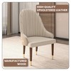 LesiureMod Upholstered Dining Chair in Leather with Ripple Back and Gold Accents in Rubberwood Elara Series Set of 4 - 4 of 4