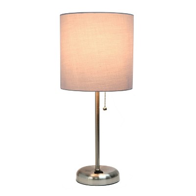 Creekwood Home Contemporary Bedside Table Lamp with Power Outlet