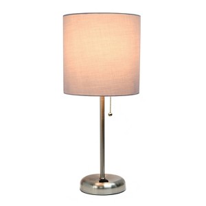Creekwood Home Contemporary Bedside Table Lamp with Power Outlet - 1 of 4