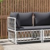 vidaXL Patio Corner Sofa with Cushions - Contemporary White Woven Fabric - Durable, Comfortable, and Modular Design - 2 of 4