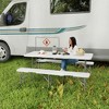 Outsunny 6FT 3-Piece Portable Picnic Table Bench Set with Carrying Handles, Folding Camping Table and Chairs, White - 3 of 4