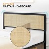 Full Size Bed Frame with Rattan Headboard, Metal Slats Support, Rounded Corners, Noise-Free, No Box Spring, White Oak - 3 of 4