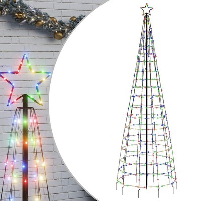 vidaXL LED Christmas Tree with Stakes Outdoor Decoration Holiday Ornament