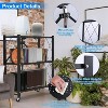 LunaLulink 3 Tier Collapsible Storage Rack with Lockable Wheels, Rolling Heavy Duty Collapsible Organizer - 4 of 4