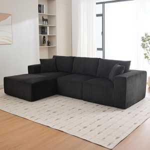 108" Corduroy Cloud L-Shape Sectional - Modular sleeper sofa with chaise, no assembly required for living room & apartment. - 1 of 4