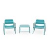 3-Piece Outdoor Patio Chat Set, Modern Slatted Chairs and Metal Side Table with Matte Black Finish, Balcony Conversation Seating -The Pop Home - 2 of 4