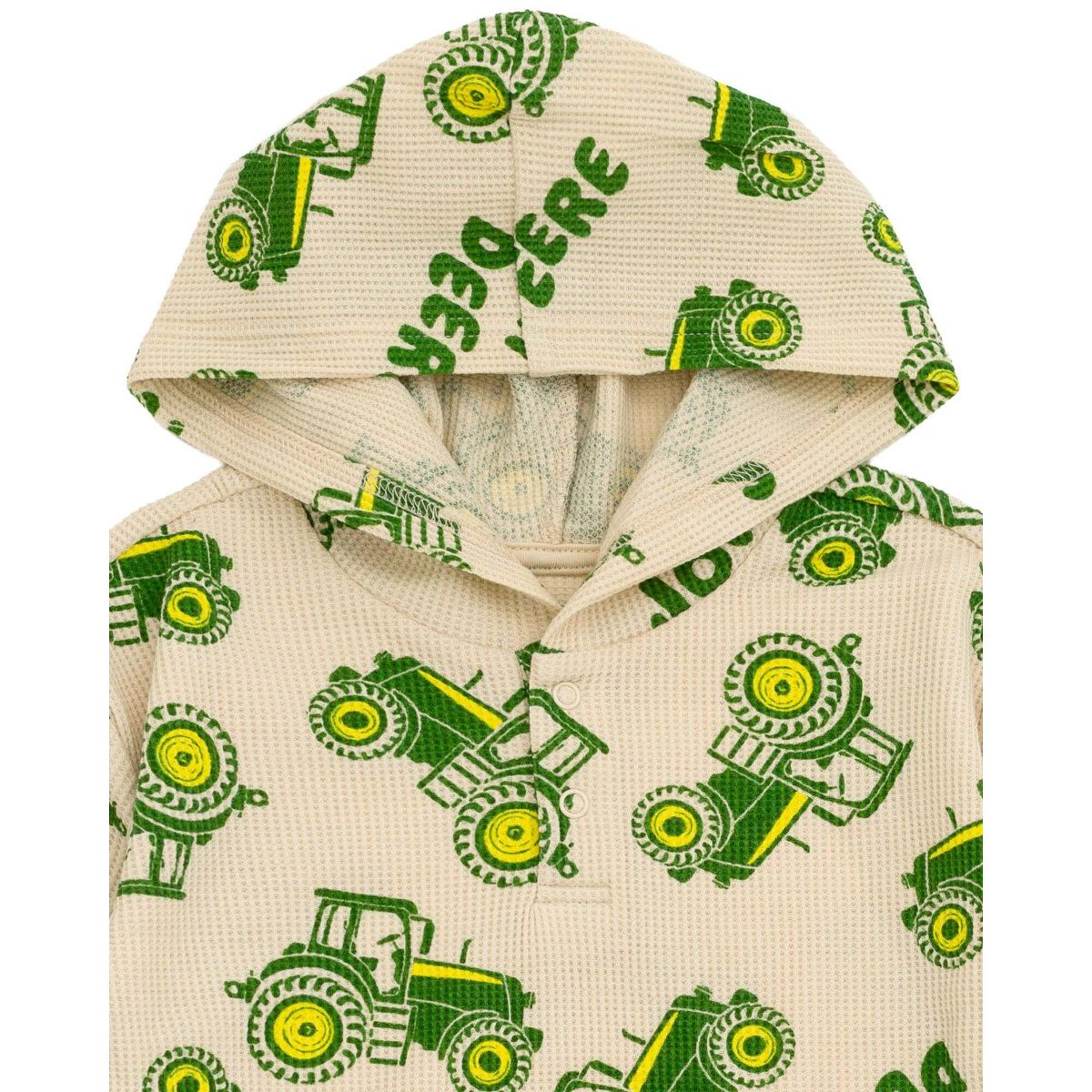 John Deere Tractor Waffle Knit Pullover Henley Hoodie and Jogger Pants Outfit Set Newborn to Infant - thumbnail 6
