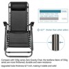 KTMBDW Set of 2 Adjustable Steel Mesh Zero Gravity Lounge Chair Recliners w/Pillows and Cup Holder Trays for Deck, Patio, Beach, Yard - 3 of 4