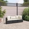 vidaXL Patio Sofa Set with Cushions Lounge Setting Outdoor Furniture Poly Rattan - Black and Cream 3 Piece - 2 of 4