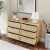 RISOKEYS Rattan 6 Drawer Dresser,Large Double Dresser, Wooden of Drawers for Closet with Wide Top,for Living Room,Bedroom,Hallway,Kids Room - 2 of 4