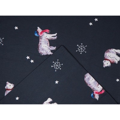 Twin XL Snow Bear Print Cotton Flannel Sheet Set