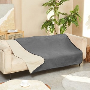 Catalonia Waterproof Leakproof Bed Blankets, Reversible Cozy Bed Sofa Cover Protector Washable Fleece Blanket for Couples - 1 of 4
