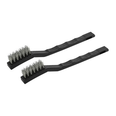 Unique Bargains Stainless Steel Wire Curved Scratch Bristle Handled Car Cleaning Brush 2 Pcs