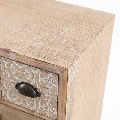 White Fir and Iron Mid-Century Bohemian Accent Cabinet