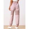 Allegra K Women's High Waist Sports Elastic Mesh Panel Sheer Baggy Cargo Pants - 3 of 4