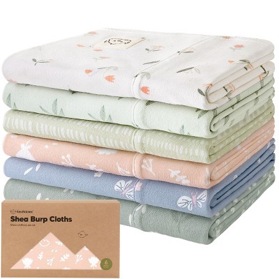 6pk Shea Baby Burp Cloths for Baby Boys and Girls, Organic Burping Cloths for Babies, Newborn