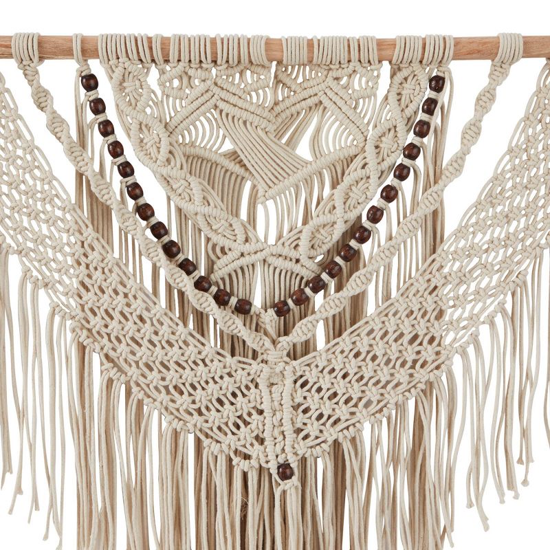 Cotton Macrame Handmade Intricately Weaved Wall Decor with Beaded Fringe Tassels - Olivia & May, 3 of 6