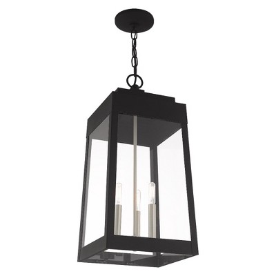 Oslo Black 3-Light Outdoor Pendant with Clear Glass