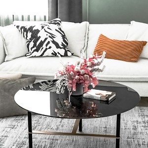 Bencmate Coffee Tables Round Glass Table Top For Living Room, Office, Tabletop Only, Anti-Impact, Heat-Resistant Glass, Black, 30"*30"*0.24" - 1 of 4