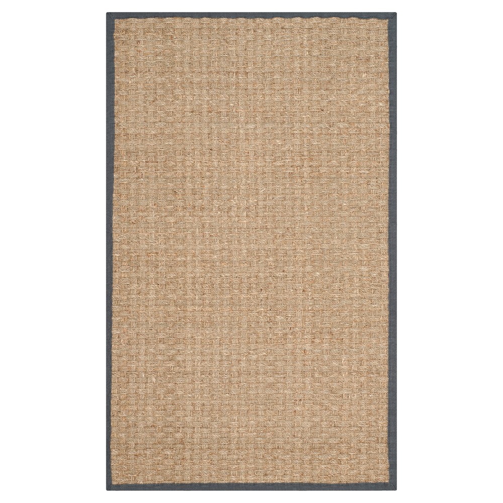 3'x5' Basket Weave Accent Rug Natural/Dark Gray - Safavieh