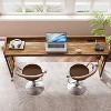 Vynxaria 35.4" to 43.3" Height Adjustable Overbed Table with Wheels, 70.8" Queen Size Mobile Laptop Desk, Rolling Computer Cart - 2 of 4