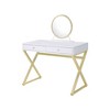 Metal & MDF Rectangular Vanity Desk with Mirror, Jewelry Tray, Crystal Handles, and 2 Drawers - 4 of 4