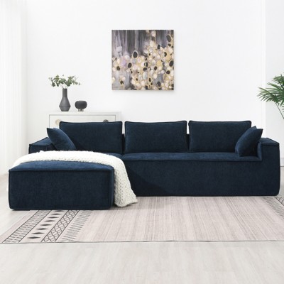 FONTOI Modular Sectional Sofas, L-shaped Sofa, Convertible Sleeper Couch, Compressed Sofa for Living Room Apartment Office, Blue, 111.5"*32"*72"